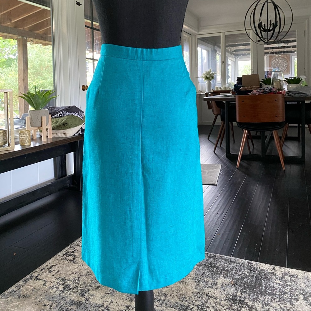 Vintage Pendleton teal pencil skirt